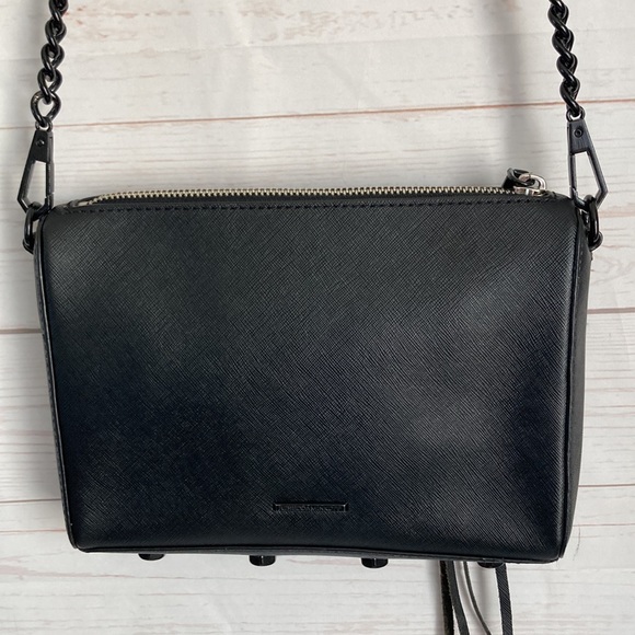 Rebecca Minkoff Black Saffiano Leather crossbody with Chain Strap - Picture 4 of 11